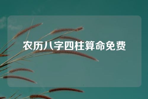 农历八字四柱算命免费